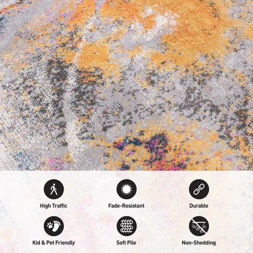 Vista 4 de Rugshop Alfombra de área suave abstracta contemporánea envejecida resistente a las manchas, 7 pies 10 pulgadas x 10 pies, multicolor