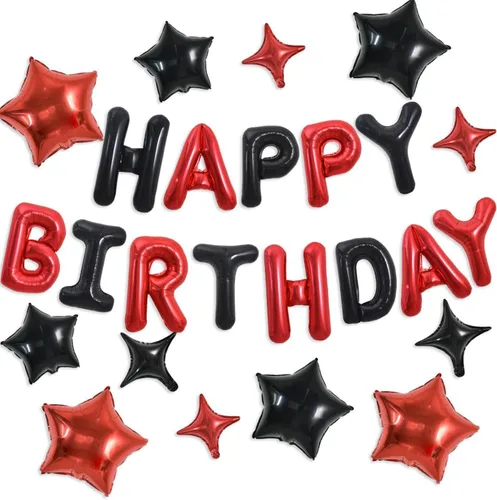Vista 68 de TONIFUL Pancarta de Globos Negros de Feliz Cumpleaños de 16 Pulgadas con Letras de Papel de Aluminio Mylar, Cartel Banderín Reutilizable