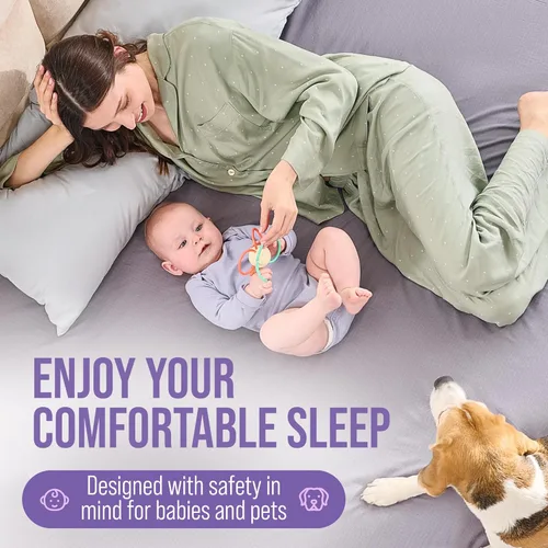 Vista 3 de Sábanas de Conexión a Tierra de Lujo Queen 22% Fibra de Plata, 74% Algodón, 4% Seda, Certificadas con Calidad SGS, Sábana Bajera Ajustable de Gris