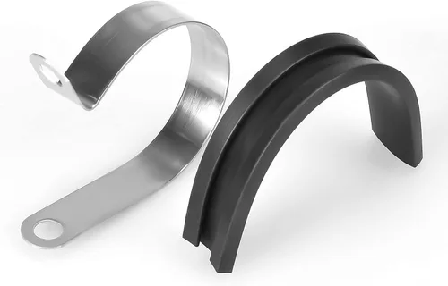 Vista 6 de Kit surtido de abrazaderas de cable, 50 abrazaderas aisladas con cojín de goma. Abrazadera de tubo de acero inoxidable