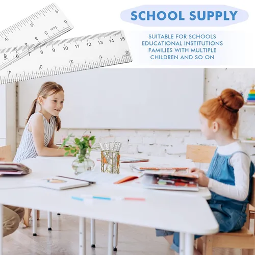 Vista 4 de Zonon 200 reglas rectas flexibles de plástico transparente a granel con pulgadas y centímetros, regalo para el primer día de escuela