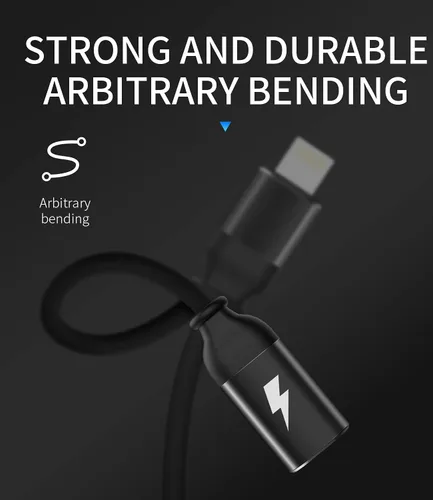 Vista 3 de Adaptador Lightning dual para iPhone, divisor de audio para auriculares Dongle 2 en 1, cargador de conector AUX, convertidor de cable para 13, 12