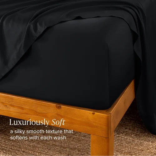 Vista 2 de Bare Home Sábana bajera ajustable de lujo 100% rayón hecho de bambú tamaño individual - Bolsillos profundos - Sábana refrescante - Transpirable