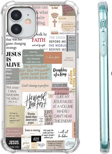 Vista 7 de Cubierta de Teléfono con Versículos de la Biblia y Citas Cristianas de Jesús en Collage, Funda Protectora Suave de TPU de Moda para iPhone 16 Pro, #1