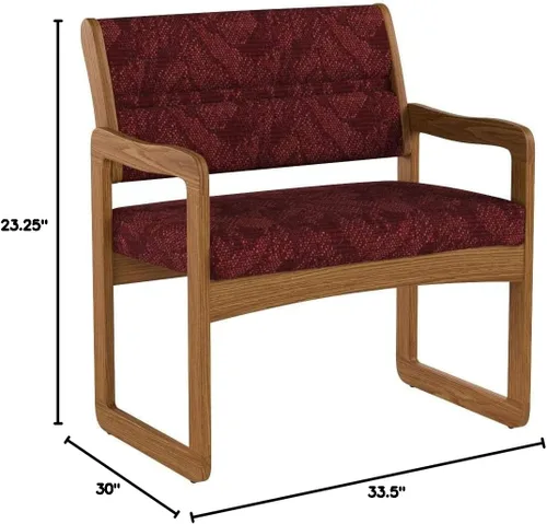 Vista 64 de Wooden Mallet Valley Bariatric Guest, Silla base de trineo, roble mediano