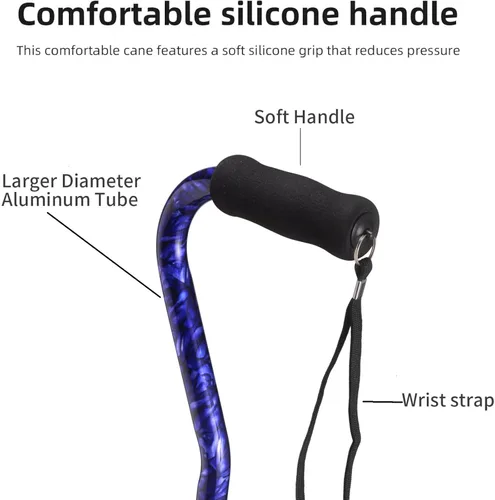 Vista 5 de Bastón de caminar para mujeres y hombres, bastón cuádruple ajustable con base de 4 puntas para estabilidad y equilibrio, bastón plegable de aluminio