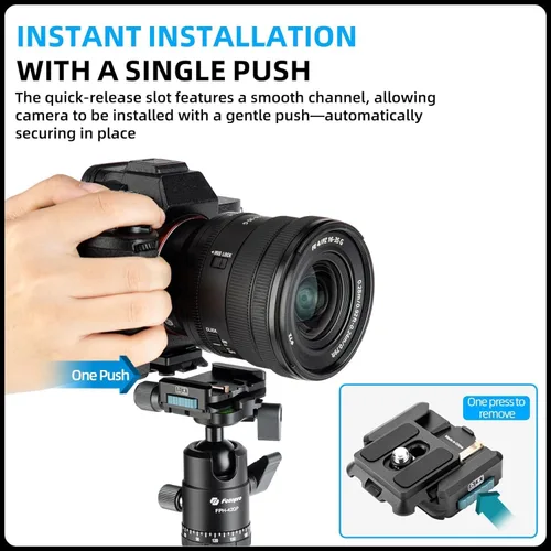 Vista 3 de Fotopro RZ-3 Soporte de cámara de liberación rápida, kit de configuración rápida con tornillo de 1/4, adaptador para cámara DSLR/sin espejo