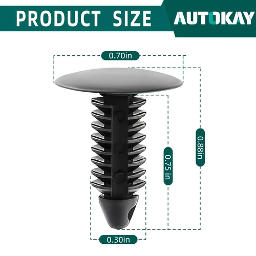 Vista 3 de AUTOKAY 100 clips de parachoques de 0.315 in (8 mm), remaches de plástico, clips de retención de guardabarros, pasador de empuje para GM #1605396
