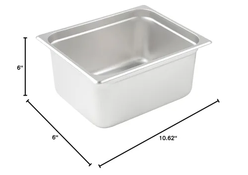 Vista 3 de Winco Bandeja de vapor anti-atasco, media bandeja x 6 pulgadas, peso estándar, acero inoxidable, mediano