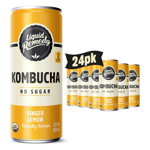 Remedy Kombucha Bebida orgánica de té, sin azúcar, ceto, vegano y sin gluten, bebida de cultivo vivo, bebida elaborada por lotes pequeños, jengibre