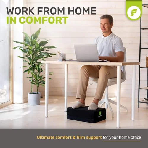 Vista 2 de ErgoFoam Reposapiés ajustable con parte superior plana, espuma resistente a la compresión de alta densidad, antideslizante, negro, moderno, oficina