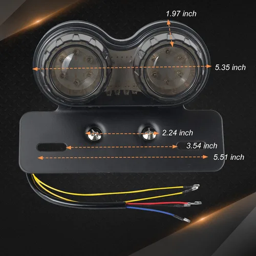 Vista 6 de NTHREEAUTO Luz trasera LED para motocicleta con freno integrado y señales de giro, luces de matrícula, luz trasera universal compatible con Honda