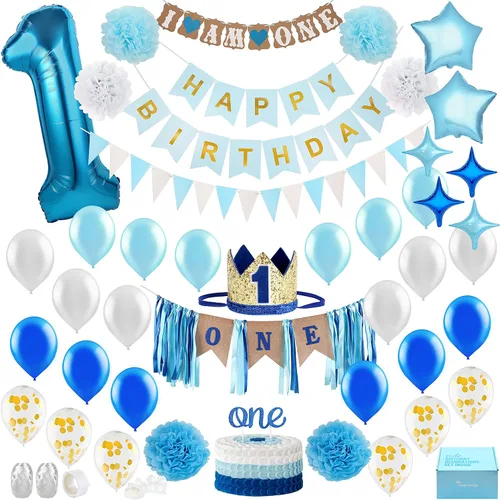 Decoraciones para el primer cumpleaños con corona de cumpleaños, decoración para el primer cumpleaños del niño, suministros para fiestas con pastel.