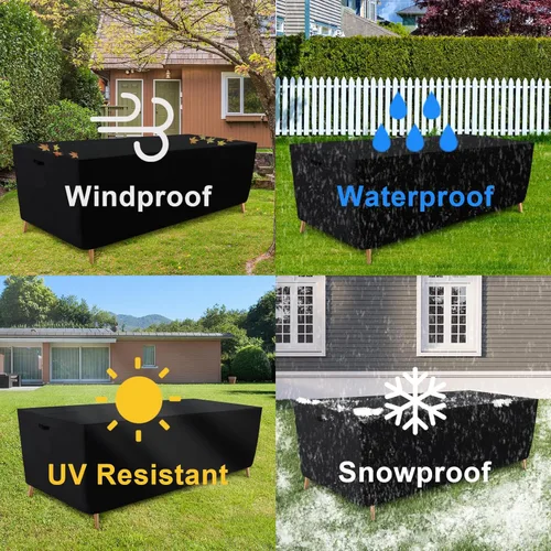 Vista 4 de Tempera Funda para muebles de patio, fundas impermeables para mesas y sillas de exterior, funda para juego de comedor al aire libre, fundas