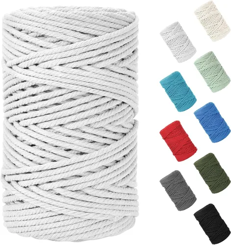 Vista 9 de Cuerda de macramé de 0.079 in x 220 yardas (656 pies), cuerda de algodón natural para colgar en la pared, ganchos de plantas, manualidades, Verde