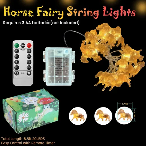 Vista 3 de Guirnalda de luces de poni para exteriores, impermeables, regalos para mujeres, funciona con pilas, decorativas, Acción de Gracias, Navidad, luces