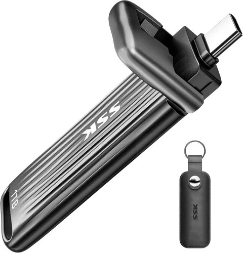 SSK Unidad Flash USB C de 1TB Máximo hasta 2000mb/s Disco Duro Externo Rápido USB 3.2 Gen 2x2 SSD Externo Portátil Thumb Drive Aleación de Zinc USB