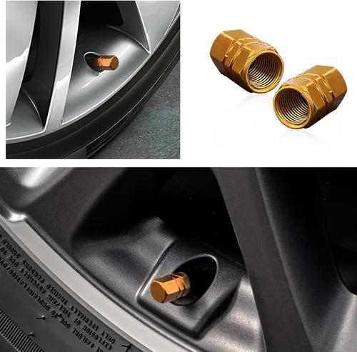 Vista 6 de Ziciner 8 tapas de vástago de válvula de neumático de automóvil, cubiertas de válvula de rueda de aleación de aluminio con junta tórica de goma