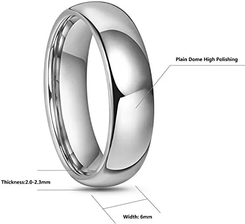 Vista 3 de CROWNAL - Anillo de boda de tungsteno de 2mm 4mm 6mm 8mm 10mm, para hombre y mujer, tamaño de cúpula pulida, ajuste cómodo, talla 3 a 17