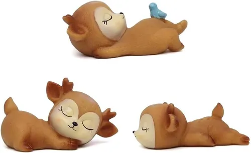 3 piezas de figuras de ciervos para bebé, decoración de escritorio, decoración de escritorio de animales de bosque, baby shower, cumpleaños, boda