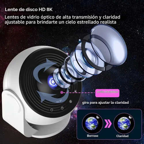 Vista 4 de Proyector Galaxy Pro para dormitorio, proyector de estrellas planetario 13 en 1 con sistema solar y constelación, proyector de luz de galaxia