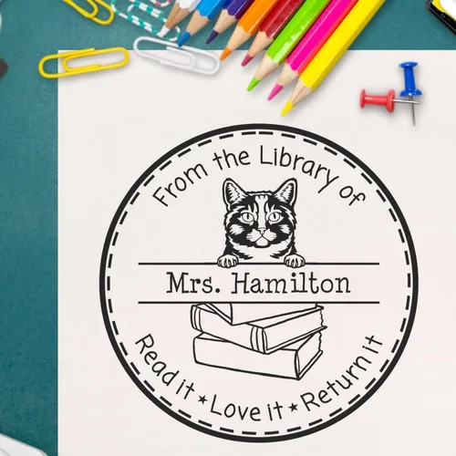 Vista 13 de Customized Return My Book Embosser with Don Sphynx Cat Design - Custom Please Return Book Embossed Stamp for Avid Readers and Book Lovers