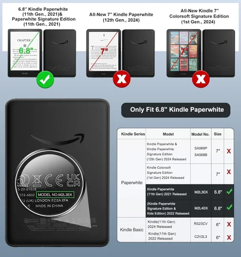 Vista 3 de MoKo Funda para Kindle Paperwhite de 6.8" (11ª generación 2021) y Kindle Paperwhite Signature Edition, cubierta trasera ultra transparente