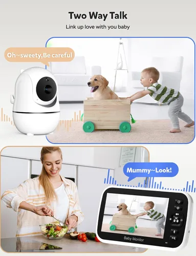 Vista 4 de GoodBaby Baby Monitor with Camera and Audio - No WiFi, Remote Pan-Tilt-Zoom, Night Vision, Temperature Sensor, 2-Way Talk, 8 Lullabies, 30-Hour