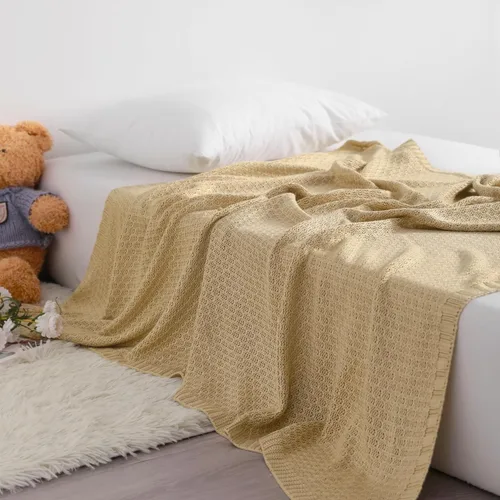 Vista 3 de NTBAY Manta refrescante para bebé, manta de punto trenzado para niños pequeños, rayón derivado de bambú, suave y transpirable, manta de 30 x 40
