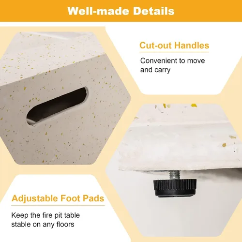 Vista 5 de Tangkula Mesa de fuego para exteriores de 50,000 BTU, mesa rectangular de gas propano de terrazo de 42 pulgadas con encendido automático, quemador