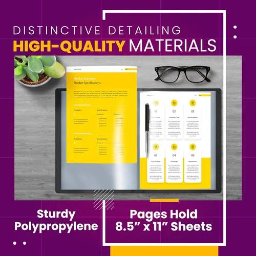 Vista 5 de Better Office Products Libro de presentación encuadernado con 48 bolsillos, con cubierta frontal transparente, 96 páginas protectoras de hojas