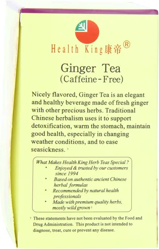 Vista 4 de Health King Té de hierbas de jengibre, bolsitas de té, caja de 20