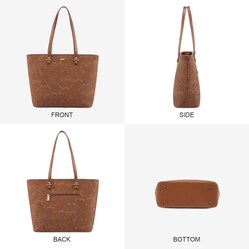 Vista 5 de LOVEVOOK Monederos y bolsos de mano para mujer bolsos de mano de moda bolso de hombro con asa superior juego de 3 piezas