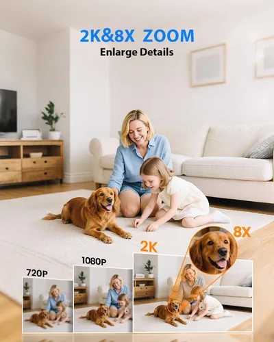 Vista 4 de Cámaras 5G/2.4G para seguridad en el hogar, cámaras 2K para el hogar para interiores con detección de movimiento AI, visión nocturna, audio de 2
