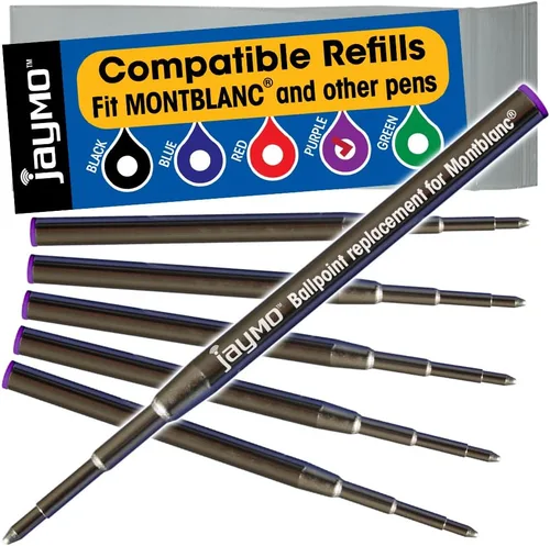 Vista 7 de Jaymo Repuesto para Montblanc 128211 - Medidas 3.875 in / 98 mm de largo - Recambio de bolígrafo - 12 negro