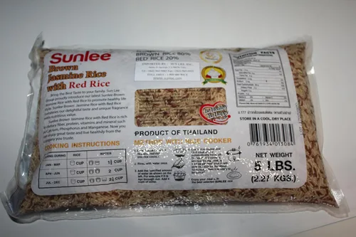 Vista 2 de Arroz de jazmín integral con arroz rojo de Sunlee 5 libras cada bolsa