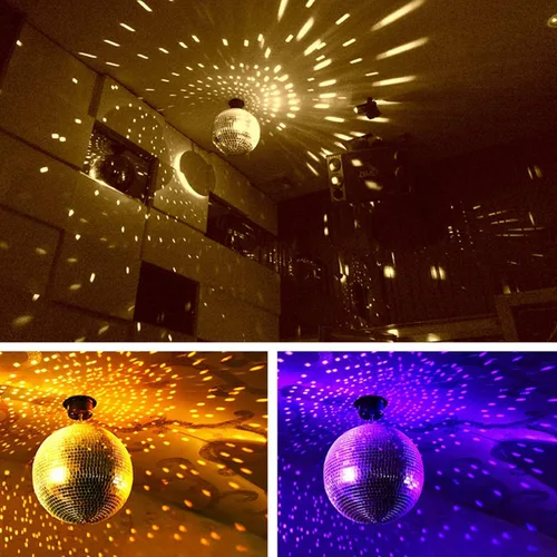 Vista 6 de Rocutus Paquete de 4 Bolas de Discoteca con Espejo, Bola de Discoteca Colgante Plateada para Fiestas o Efectos de Luz de DJ, Decoraciones