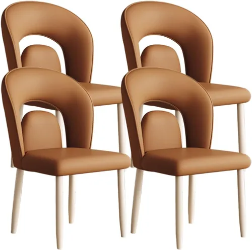 Vista 16 de YVYKFZD Leather Dining Chairs, Kitchen Chairs Set with Curved Back, Upholstered Dining Room Chair, Armless Comfy Side Chair, for Living Room, Dark