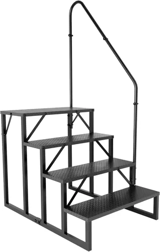 Vista 13 de Escalera de escalón, taburete con asa, escalera de piscina resistente sobre el suelo, 660 libras, escalones de cámper al aire libre, escaleras