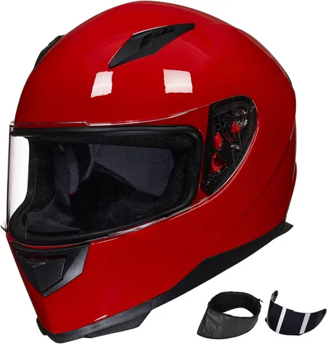 Vista 15 de ILM - Casco integral para motocicleta urbana con bufanda de invierno extraíble, 2 viseras, aprobado por DOT