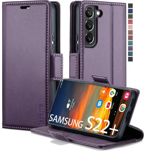 Vista 21 de Funda tipo cartera para Samsung Galaxy S22 5G con tarjetero y función atril, bloqueo magnético RFID, funda de piel con tapa para Galaxy S22 5G