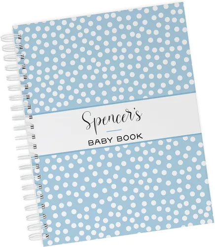 Vista 15 de Baby Memory Book - Hard Cover First Year Album Personalized with Baby’s Name - Boy Baby Journal (Blue Gingham)