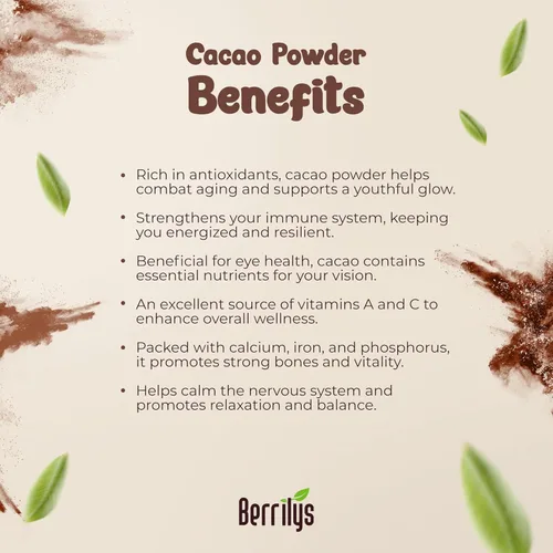 Vista 7 de Berrilys Cacao en polvo, 16 onzas, no alcalinizado, orgánico certificado USDA, cacao natural, súper alimentos