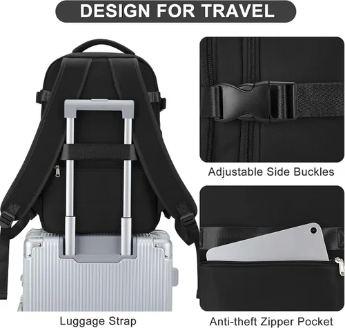 Vista 6 de Mochila casual Mochila de viaje, A-Negro