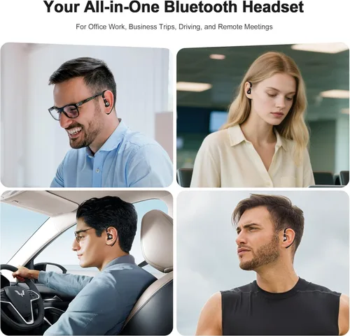 Vista 5 de SneKa Auriculares Bluetooth, auricular Bluetooth inalámbrico con funda de carga de 500 mAh, tiempo de conversación de 72 horas y para teléfonos