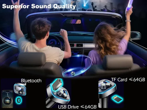 Vista 4 de LIHAN USB C Bluetooth 5.4 Car Adapter, Wireless Upgrade Audio System for Non-Bluetooth Vehicles, FM Radio Transmitter, 48W Fast Charging, Stable