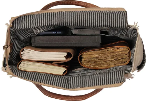 Vista 7 de CLA Bags Sel De Mer Upcycled Canvas Hand Bag Upcycled Canvas & Cowhide Tote Bag Radiant Upcycled Canvas & Cowhide Leather Bag