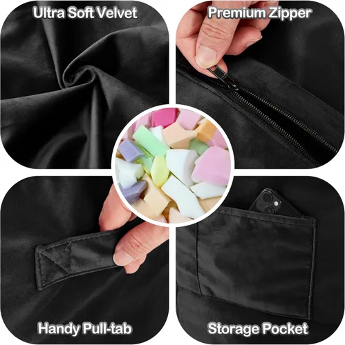 Vista 40 de de 3 pies con relleno de espuma viscoelástica, puf grandes, sofá suave con funda de terciopelo holandés, 36 x 36 x 24 pulgadas (morado)
