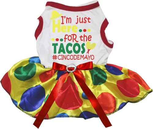 Vista 3 de Petitebella I'm Just Here for The Tacos - Vestido para perro (LED negro/verde, talla XS)