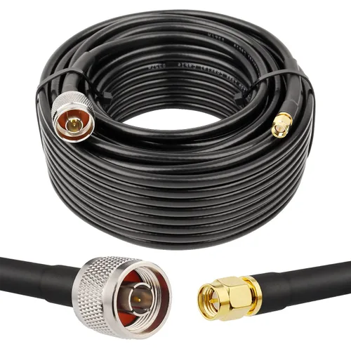 Vista 13 de MOOKEERF 2 piezas de cable N macho a SMA macho 1 pie, cable SMA a N de 50 ohmios de baja pérdida ultra KMR240 coaxial para enrutador WiFi, receptor
